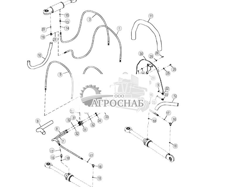 Гидравлические шланги цилиндра наклона отвала (механизм механического наклона под углом) (181763 - ) - ST136743 508.jpg